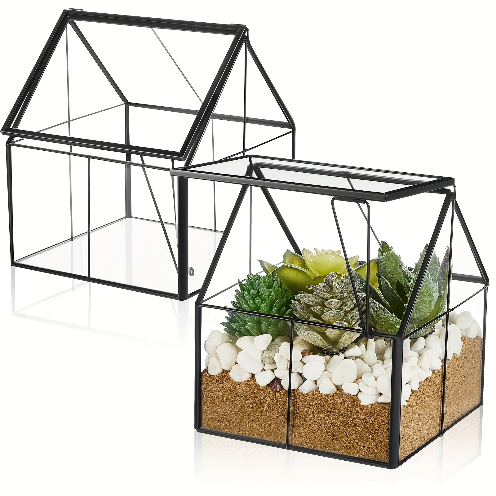 Set of 2 Small Glass Terrariums for Plants, Measuring 5 X 4.3 X 4.3 Inches, Ideal for Tabletop Use As a Greenhouse for Home, Garden, Or Office Decoration, Perfect for Gifts
Set of 2 Small Glass Terrariums for Plants, Measuring 5 X 4.3 X 4.3 Inches, Ideal for Tabletop Use As a Greenhouse for Home, Garden, Or Office Decoration, Perfect for Gifts