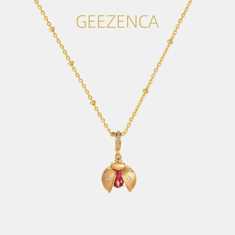 GEEZENCA 925 Silver Gold Plated Lucky Ladybug Pendant Necklace With Openable Wings Red Corundum CZ Dainty Inset Necklaces Gift
GEEZENCA 925 Silver Gold Plated Lucky Ladybug Pendant Necklace With Openable Wings Red Corundum CZ Dainty Inset Necklaces Gift