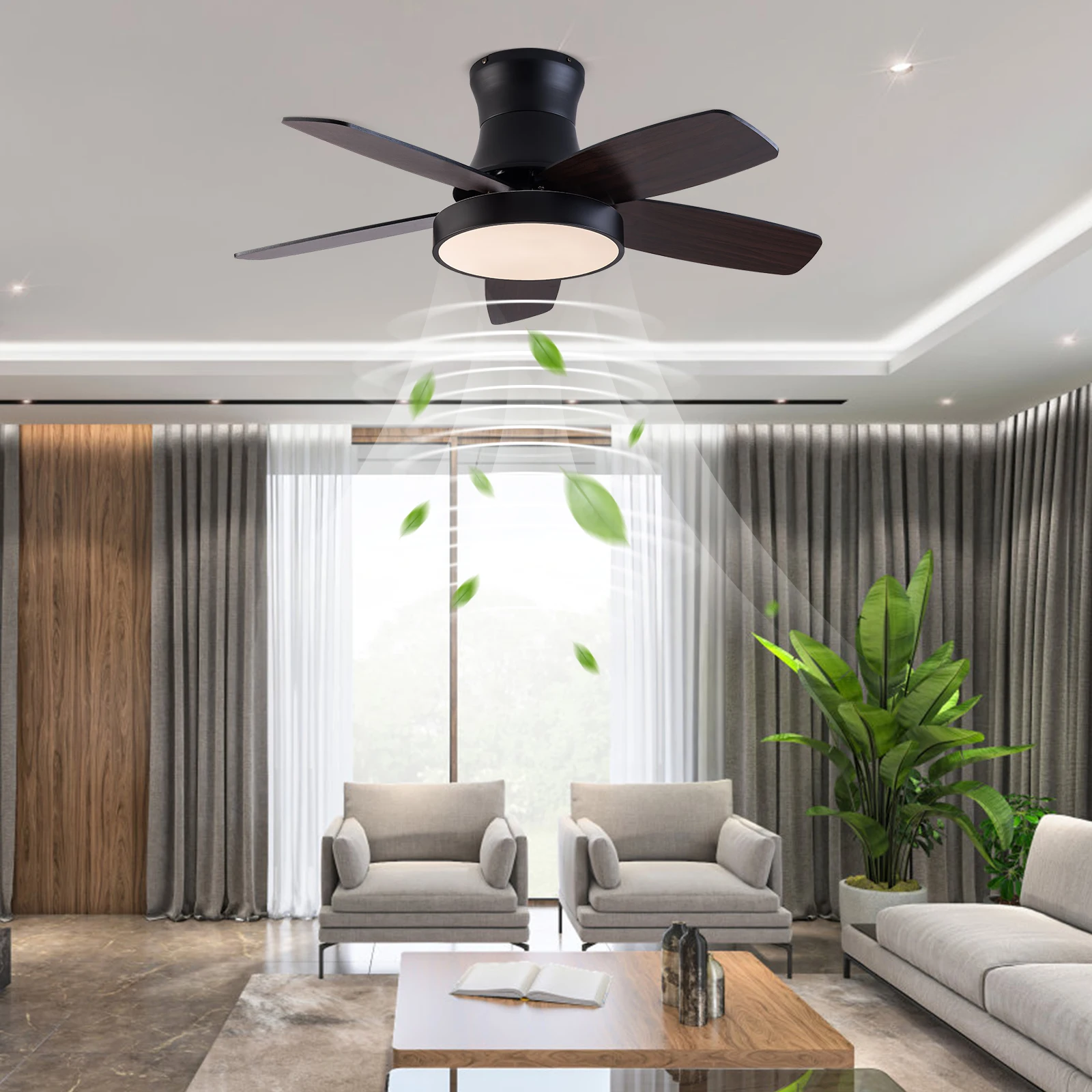 42Inch 5-leaf wooden fan pendant light Black DC Motor Ceiling Fan Light With Remote Control Adjustable Wind Speed 110-220v
42Inch 5-leaf wooden fan pendant light Black DC Motor Ceiling Fan Light With Remote Control Adjustable Wind Speed 110-220v