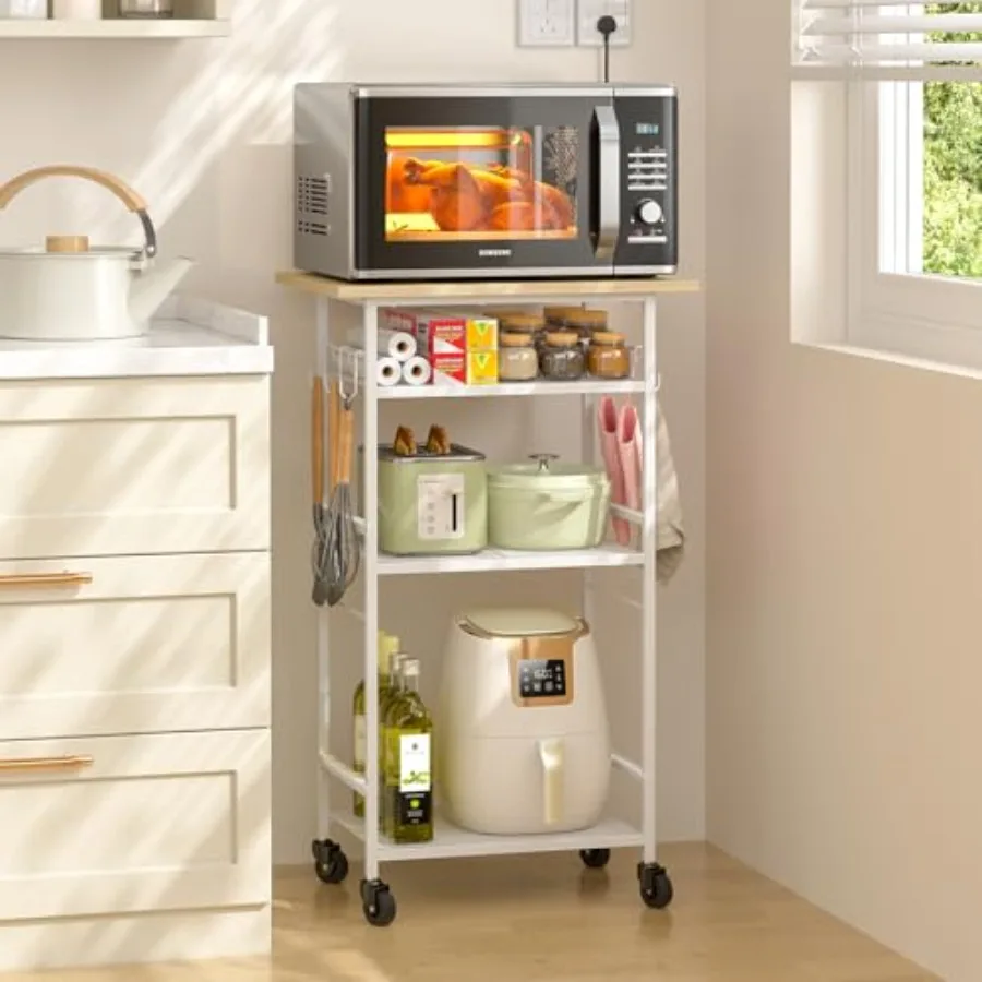 Rolling Kitchen Microwave Cart 4 Tier Microwave Table Stand with Storage Kitchen Storage Rack on Wheels Coffee Station Cart Rac