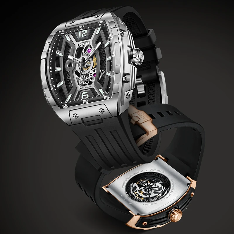 BONEST GATTI BG5601 Men's Automatic Mechanical Watch Tonneau 316L Steel Waterproof Fluororubber Strap Wristwatch
BONEST GATTI BG5601 Men's Automatic Mechanical Watch Tonneau 316L Steel Waterproof Fluororubber Strap Wristwatch