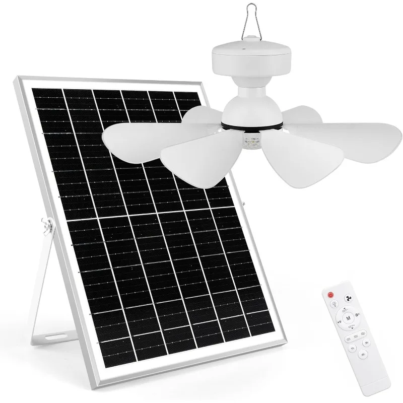 Solar Ceiling Fan Kit, 25W Solar Powered Rechargeable Ceiling Fan with Light for Outdoor Gazebo Canopy Tent, with 32Wh/10000mAh
Solar Ceiling Fan Kit, 25W Solar Powered Rechargeable Ceiling Fan with Light for Outdoor Gazebo Canopy Tent, with 32Wh/10000mAh