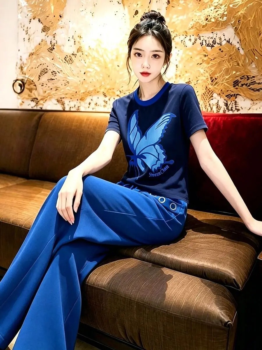 Salt Series Casual Sports Set Women's Summer Fashion Anti-aging Print Short Sleeve Wide Leg Pants Two-piece Set
Salt Series Casual Sports Set Women's Summer Fashion Anti-aging Print Short Sleeve Wide Leg Pants Two-piece Set