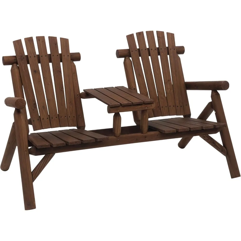 2-Seat Wooden Adirondack Chair, Patio Bench with Table, Outdoor Loveseat Fire Pit Chair for Porch, Backyard, Deck, Carbonized
2-Seat Wooden Adirondack Chair, Patio Bench with Table, Outdoor Loveseat Fire Pit Chair for Porch, Backyard, Deck, Carbonized