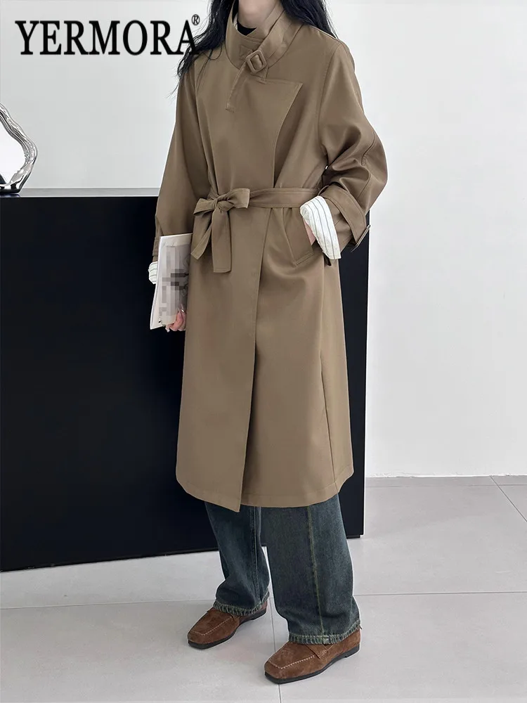 YERMORA Khaki Belted Breif Casual Trench For Women Lapel Long Sleeve Loose New Windbreaker Fashion Tide Spring Autumn 2026
YERMORA Khaki Belted Breif Casual Trench For Women Lapel Long Sleeve Loose New Windbreaker Fashion Tide Spring Autumn 2026