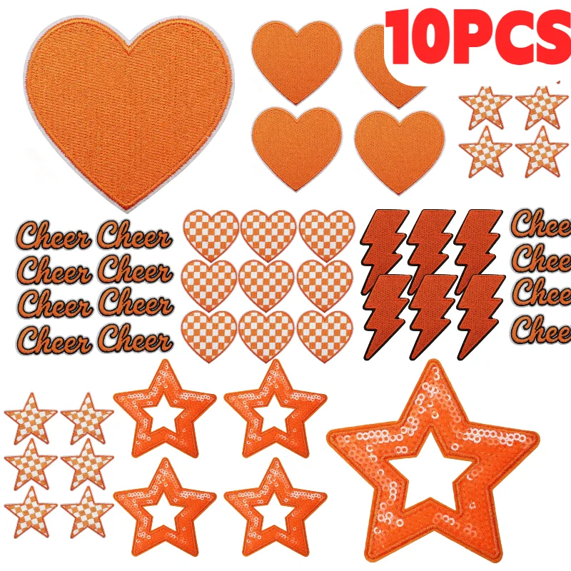 10PCS Orange Game Day Cheerleader Embroidery Patches Lightning Love Star Bow Design Iron On For DIY Clothes Decoration Wholesale
10PCS Orange Game Day Cheerleader Embroidery Patches Lightning Love Star Bow Design Iron On For DIY Clothes Decoration Wholesale