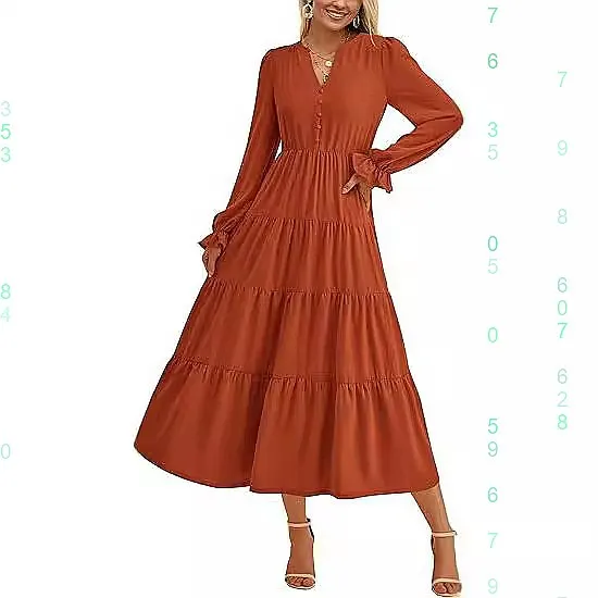 Long Sleeve V Neck Layered Ruffle A Line Flowy Maxi Dress Dresses for Women Spring Summer Evening Cocktail Party
Long Sleeve V Neck Layered Ruffle A Line Flowy Maxi Dress Dresses for Women Spring Summer Evening Cocktail Party