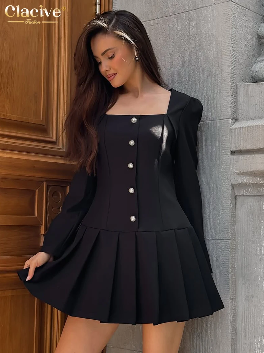 Clacive Fashion Loose Black Women Dress 2026 Casual Square Collar Long Sleeve Mini Dresses Elegant Classic Pleated Female Dress
Clacive Fashion Loose Black Women Dress 2026 Casual Square Collar Long Sleeve Mini Dresses Elegant Classic Pleated Female Dress