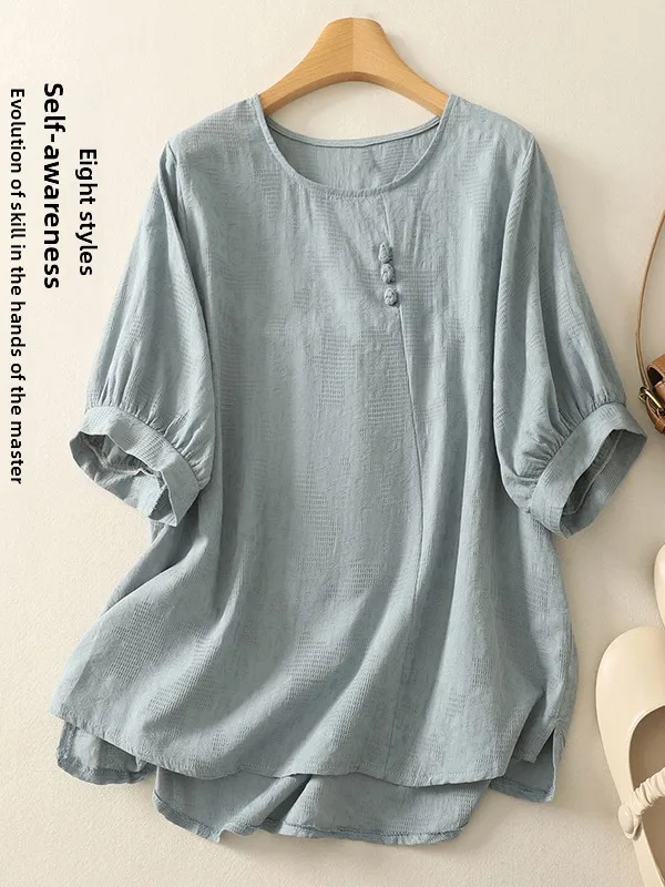 Retro Cotton Linen ort Sve irt Women's Loose Fit Summer Slimming Floral Embroidery Casual Sle round Ne Top
Retro Cotton Linen ort Sve irt Women's Loose Fit Summer Slimming Floral Embroidery Casual Sle round Ne Top