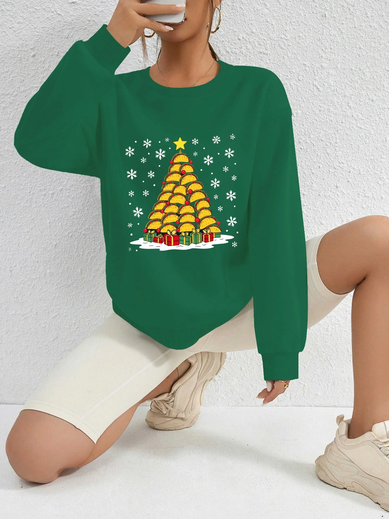 Женский забавный рождественский свитер с рисунком Tacos Tree, розовое пастельное и золотое дерево Tacos, свитер
Женский забавный рождественский свитер с рисунком Tacos Tree, розовое пастельное и золотое дерево Tacos, свитер