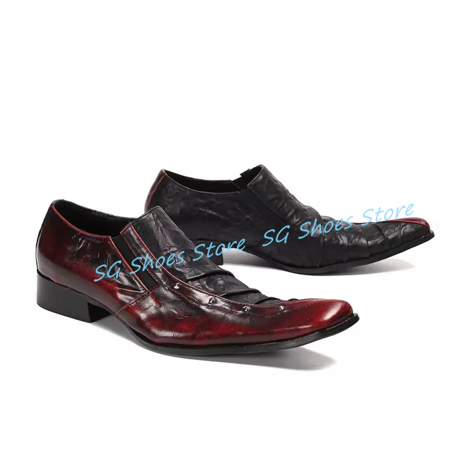 Fashion Rivet Mixed Color Genuine Leather Loafers for Men Pointed Toe Chunky Heel Slip-on Casual Shoes Male Formal Party Shoes
Fashion Rivet Mixed Color Genuine Leather Loafers for Men Pointed Toe Chunky Heel Slip-on Casual Shoes Male Formal Party Shoes