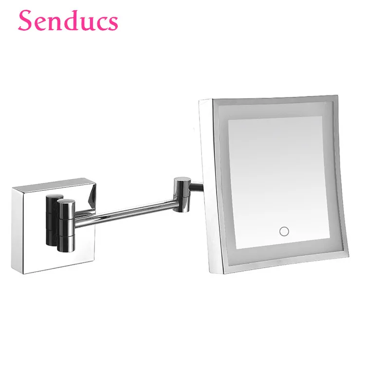 Modern Chrome Brass Bathroom Mirrors Dual Extending Arm Bathroom Make-up Mirrors 3x Magnifying Bathroom Mirrors with Led Light
Modern Chrome Brass Bathroom Mirrors Dual Extending Arm Bathroom Make-up Mirrors 3x Magnifying Bathroom Mirrors with Led Light