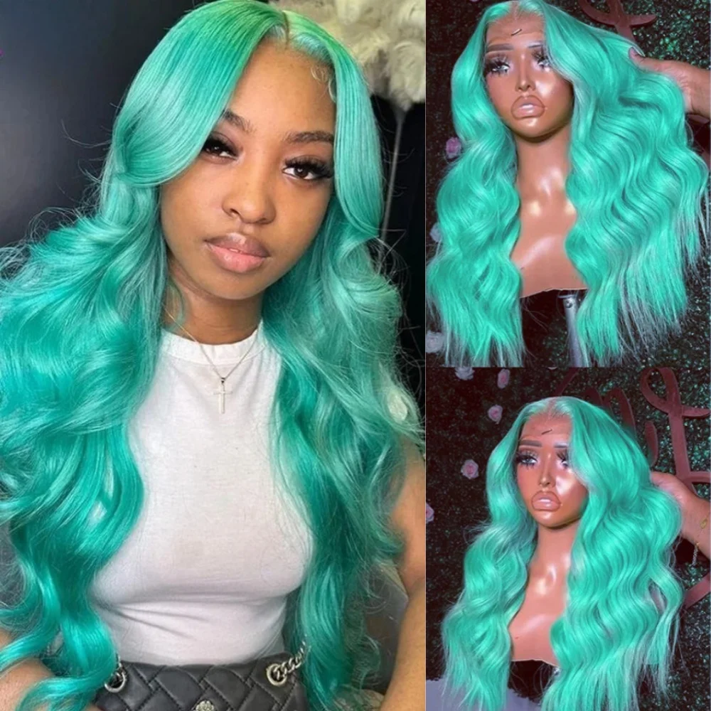 Mint Green Colored Body Wave Wigs 13×4 HD Lace Frontal Natural Wave Wig For Women Cosplay Party 200 Density Transparent Lace Wig
Mint Green Colored Body Wave Wigs 13×4 HD Lace Frontal Natural Wave Wig For Women Cosplay Party 200 Density Transparent Lace Wig