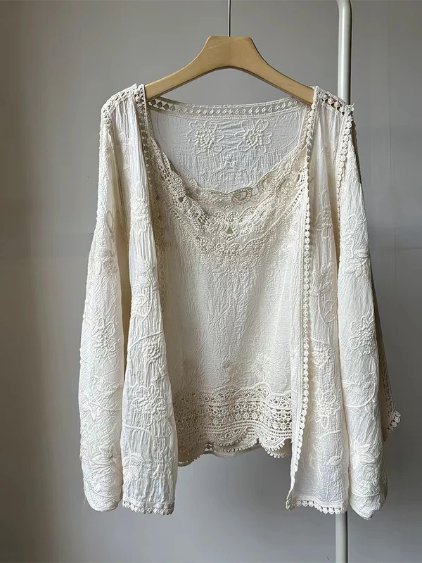 Women's Summer Loose Fit Light Weight Hook Patterned Sun Protection Shirt Outerwear Cardigan Two Piece Set Casual Wear
Women's Summer Loose Fit Light Weight Hook Patterned Sun Protection Shirt Outerwear Cardigan Two Piece Set Casual Wear