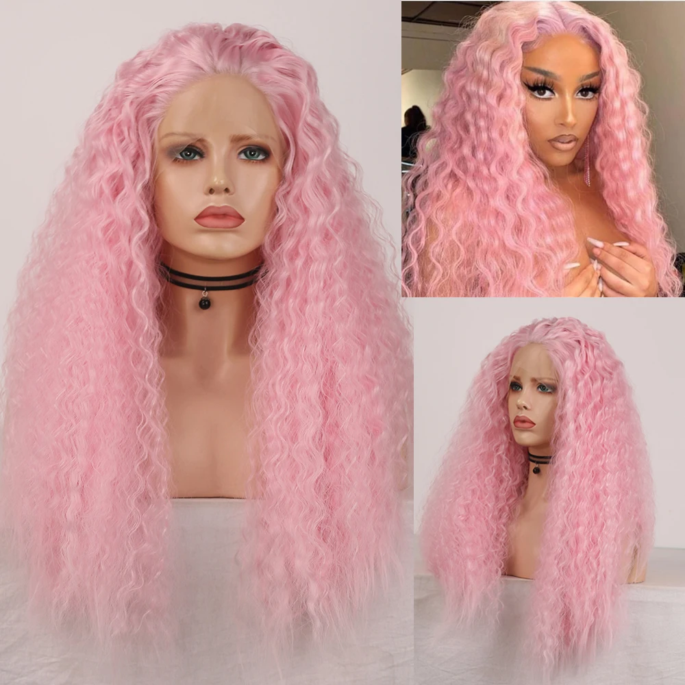 FANXITION Pink Afro Curly Synthetic Lace Front Wigs Pink Long Curly Lace Front Synthetic Wig for Women Heat Resistant Fiber Hair
FANXITION Pink Afro Curly Synthetic Lace Front Wigs Pink Long Curly Lace Front Synthetic Wig for Women Heat Resistant Fiber Hair