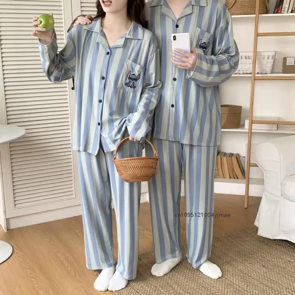 Cartoon Disney Stitch Spring Autumn New Pure Cotton Pajamas Striped Cartoon Animation Couple Loose Comfortable Casual Loungewear
Cartoon Disney Stitch Spring Autumn New Pure Cotton Pajamas Striped Cartoon Animation Couple Loose Comfortable Casual Loungewear