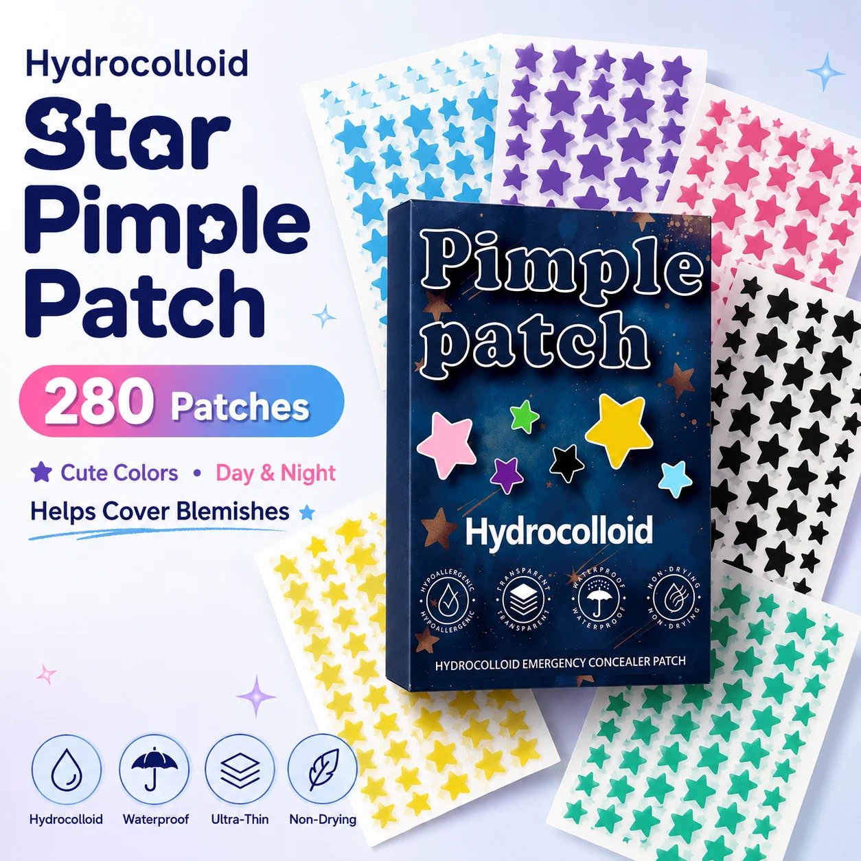 280pcs Star Pimple Patches For Face Hydrocolloid, Absorbing Cover, Tea Tree, Hydrocolloid Acne Patch, Cute Star Pimple Patch
280pcs Star Pimple Patches For Face Hydrocolloid, Absorbing Cover, Tea Tree, Hydrocolloid Acne Patch, Cute Star Pimple Patch