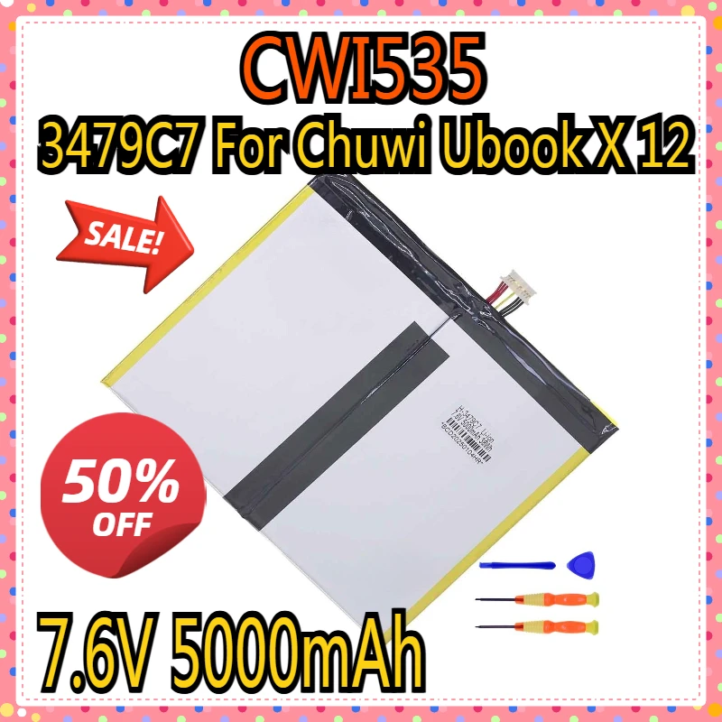 3479C7 For Chuwi Ubook X 12 CWI535 with 7-Wire Plug New 7.6V 5000mAh Notebook Laptop Battery + tools
3479C7 For Chuwi Ubook X 12 CWI535 with 7-Wire Plug New 7.6V 5000mAh Notebook Laptop Battery + tools