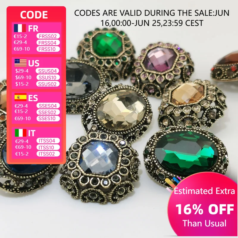 6pcs Vintage Rhinestones Gold Metal Jewelry Sewing Buttons For Clothes Sewing Accessories Knitting Luxury Crafts Supplies DIY
6pcs Vintage Rhinestones Gold Metal Jewelry Sewing Buttons For Clothes Sewing Accessories Knitting Luxury Crafts Supplies DIY