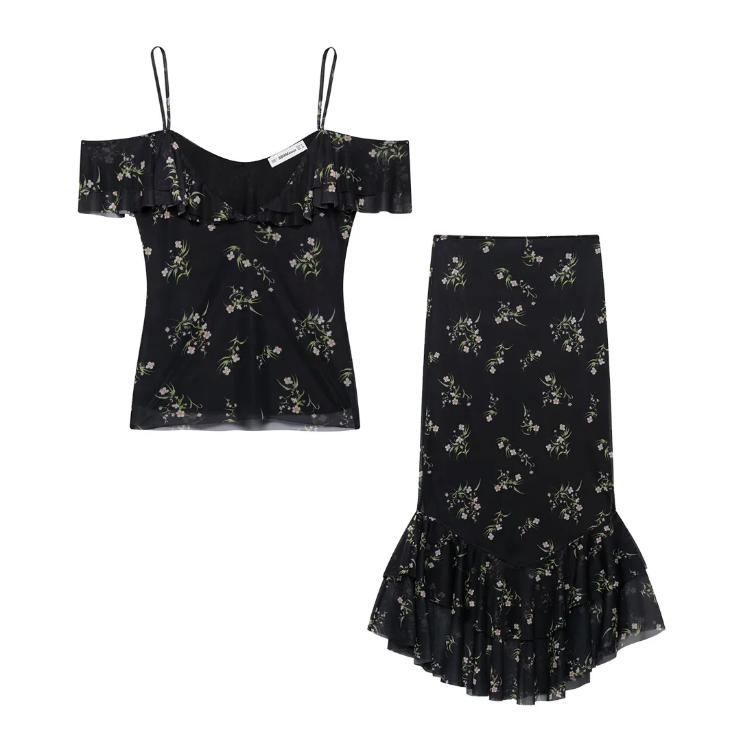Sexy Fashion Women's Suit Flower Print Sleeveless Backless Cropped Top Long Straight Skirt Holiday Beach Spring Summer Suit
Sexy Fashion Women's Suit Flower Print Sleeveless Backless Cropped Top Long Straight Skirt Holiday Beach Spring Summer Suit