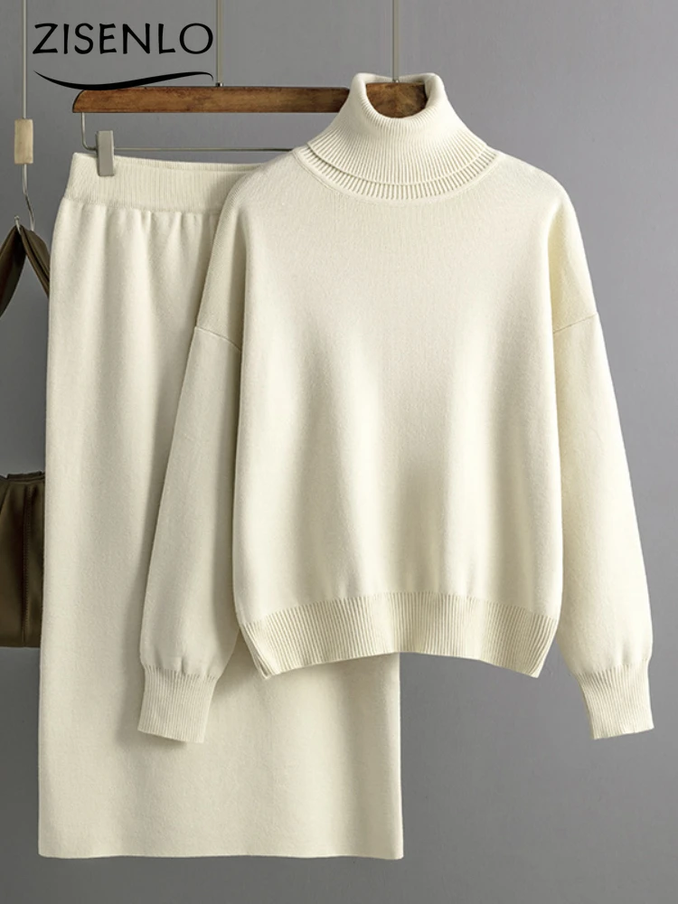 Женский трикотажный комплект из 2 предметов, Однотонный свитер с высоким воротом и Облегающая Юбка До Колена, Модный повседневный вязаный костюм
Женский трикотажный комплект из 2 предметов, Однотонный свитер с высоким воротом и Облегающая Юбка До Колена, Модный повседневный вязаный костюм