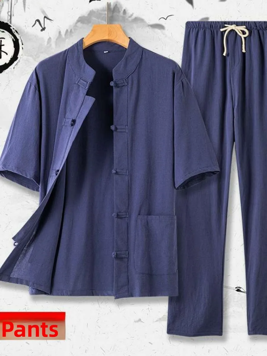 Tang Costume Set Cotton Linen Short Sleeve Men's Youth Summer Fashion Hanfu Buddhist Robe Traditional Chinese Style Menswear
Tang Costume Set Cotton Linen Short Sleeve Men's Youth Summer Fashion Hanfu Buddhist Robe Traditional Chinese Style Menswear