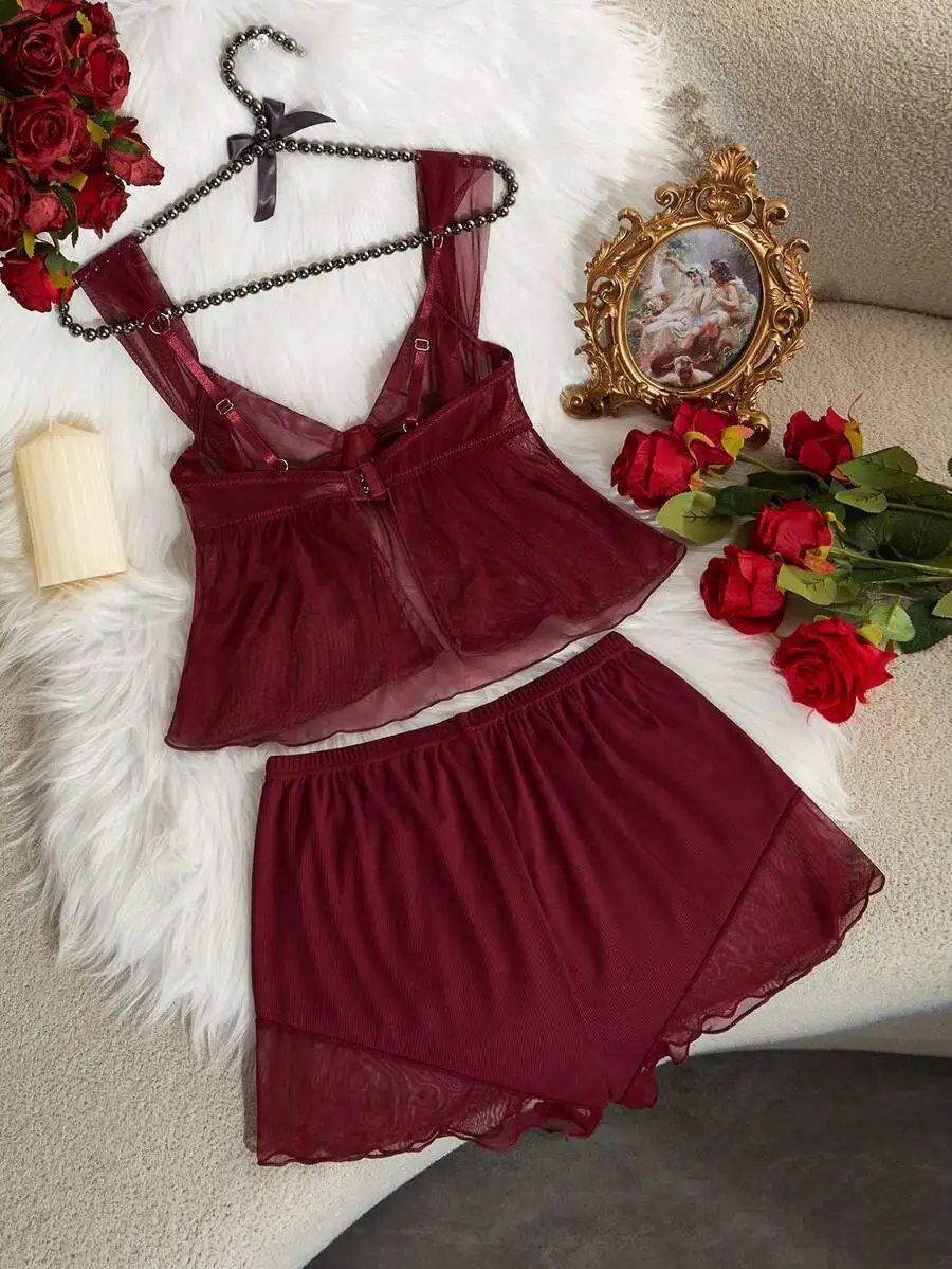Womens Mesh Underwire Thin Cup Lingerie Set Valentine
Womens Mesh Underwire Thin Cup Lingerie Set Valentine