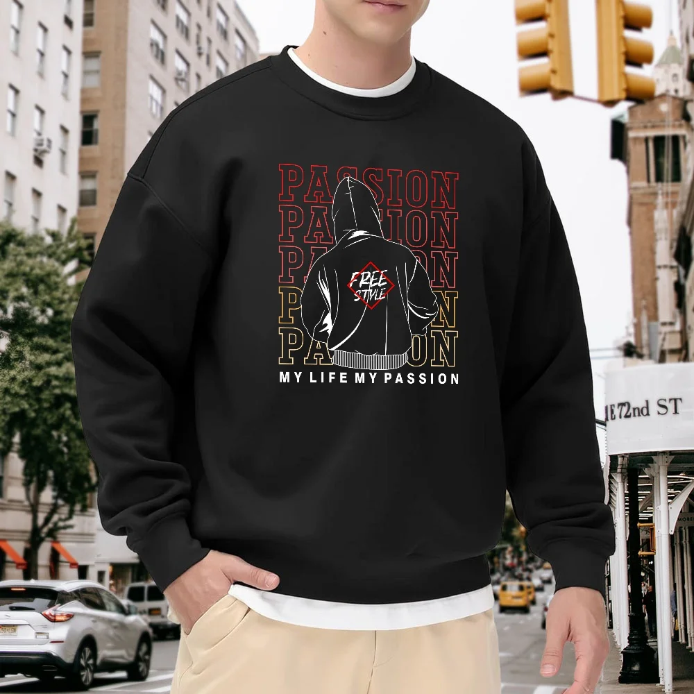 Men's Black Crew Neck Loose Sweatshirt with Letter Graphic Print, Street Fashion Style, Casual and Versatile, Soft and Comfortable Pullover
Men's Black Crew Neck Loose Sweatshirt with Letter Graphic Print, Street Fashion Style, Casual and Versatile, Soft and Comfortable Pullover