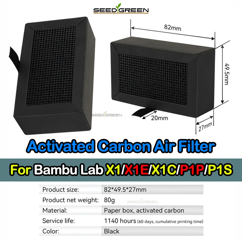 1/10Pcs 3D Printer Parts Activated Carbon Filter Air purifier Filter Replacement For Bambu Lab X1 X1C X1E P1P P1S
1/10Pcs 3D Printer Parts Activated Carbon Filter Air purifier Filter Replacement For Bambu Lab X1 X1C X1E P1P P1S