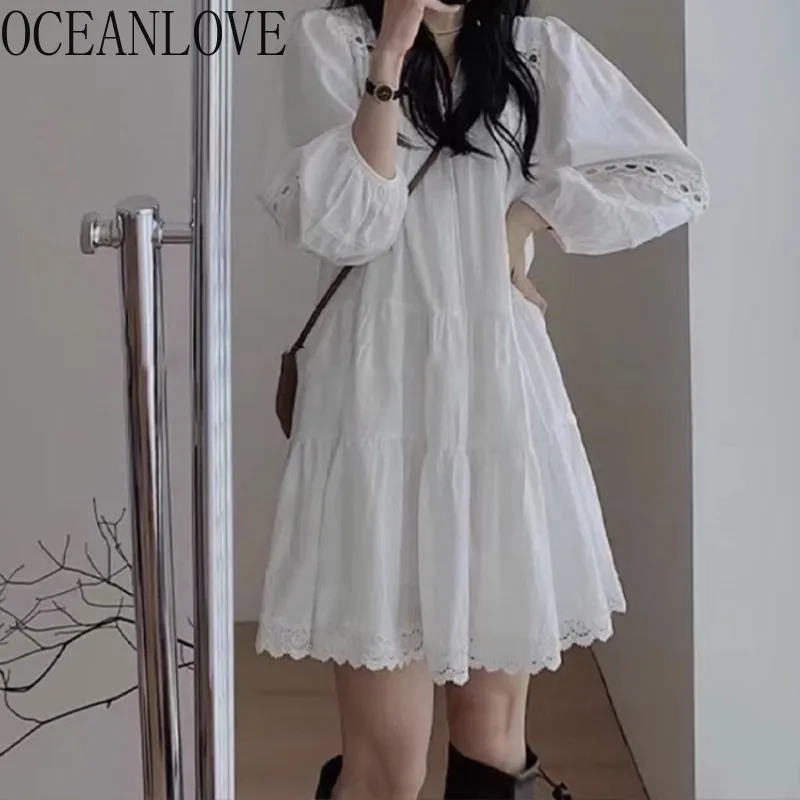 OCEANLOVE White Shirt Dress Women Puff Sleeve Solid Korean Fashion Sweet Vestidos Mujer Spring Summer Beach Style Mini Dresses
OCEANLOVE White Shirt Dress Women Puff Sleeve Solid Korean Fashion Sweet Vestidos Mujer Spring Summer Beach Style Mini Dresses