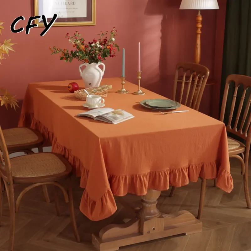 Cotton Linen Pumpkin Ruffled Edge Rectangular Table Cloth Vintage Ruffle Edge Tea Table Cover Cloth Table Cover for Christmas
Cotton Linen Pumpkin Ruffled Edge Rectangular Table Cloth Vintage Ruffle Edge Tea Table Cover Cloth Table Cover for Christmas
