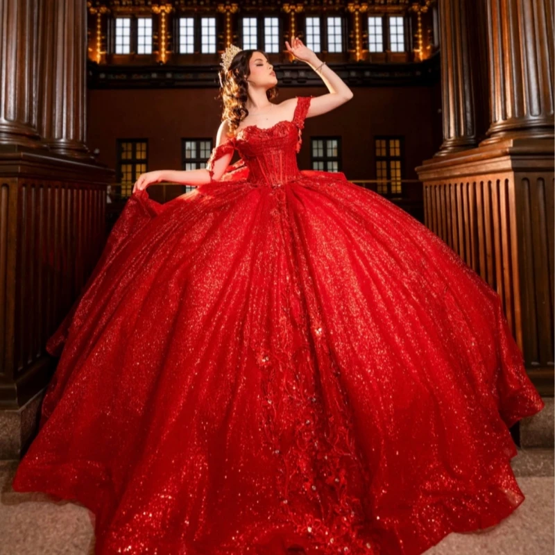 Red Shiny Quinceanera Dresses Ball Gown Off Shoulder Applique Beading Crystal Corset Birthday Payty Sweet 16 Dress Vestidos 15
Red Shiny Quinceanera Dresses Ball Gown Off Shoulder Applique Beading Crystal Corset Birthday Payty Sweet 16 Dress Vestidos 15