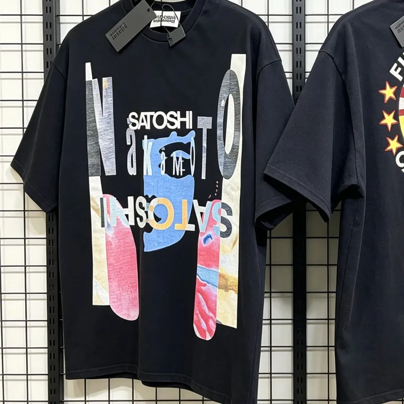 Inverted Letter ATOSHI Tshirts Direct Spray Print Cotton Vintage Washed Black Short Sleeve Tops Summer Street Men Women Outfit
Inverted Letter ATOSHI Tshirts Direct Spray Print Cotton Vintage Washed Black Short Sleeve Tops Summer Street Men Women Outfit