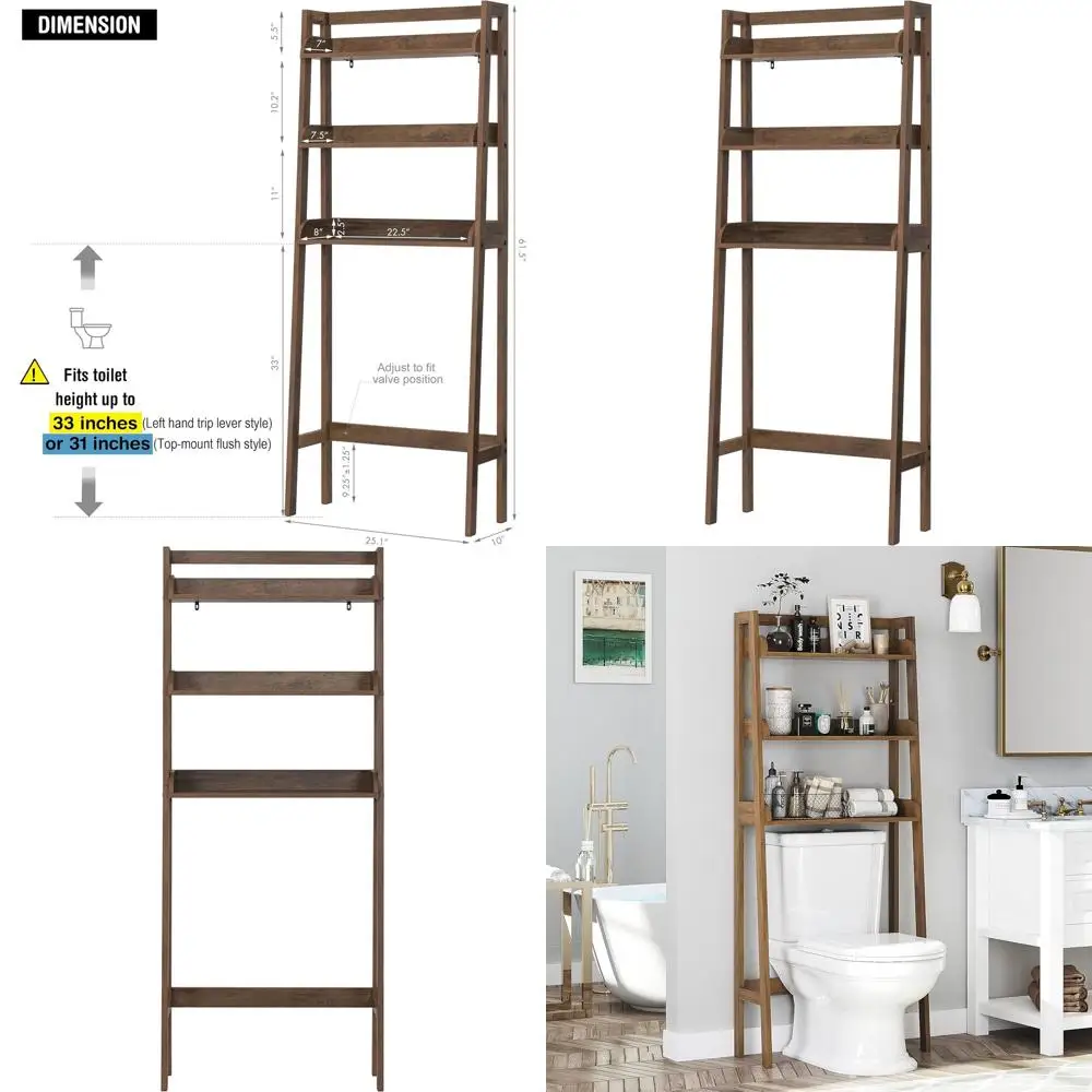 3-Tier Wooden-Style Over Toilet Storage Shelf, Bathroom Organizer Rack
3-Tier Wooden-Style Over Toilet Storage Shelf, Bathroom Organizer Rack