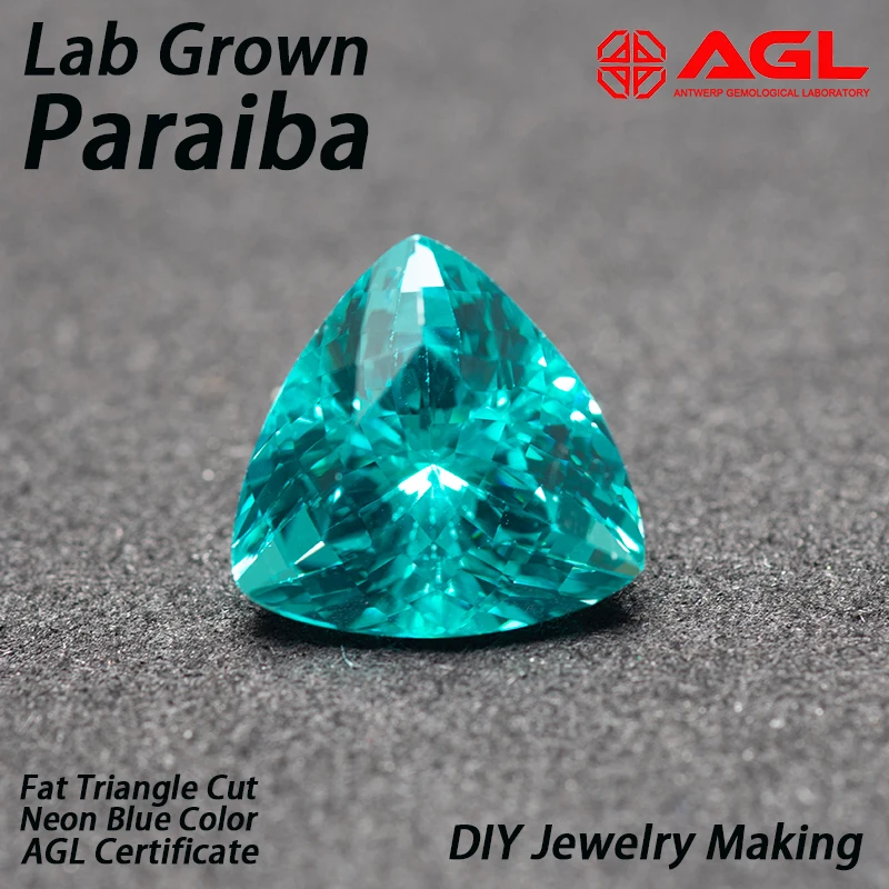 Lab Grown Paraiba Gemstone Fat Triangle Cut Neon Blue Color for Jewelry Making Inlay Ring Necklace Selectable AGL Certificate
Lab Grown Paraiba Gemstone Fat Triangle Cut Neon Blue Color for Jewelry Making Inlay Ring Necklace Selectable AGL Certificate
