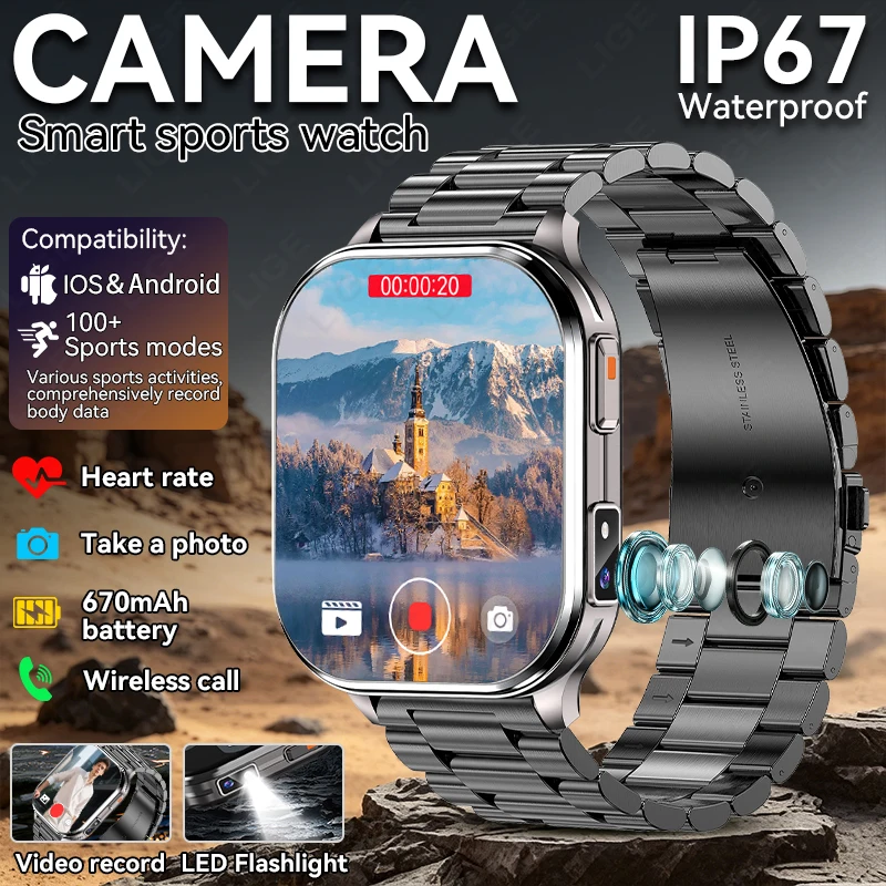 LIGE New 670mAH Battery Smart Camera Watch Men 2.01" HD Screen IP67 Waterproof Sports Fitness Tracker Bluetooth Call Smart watch
LIGE New 670mAH Battery Smart Camera Watch Men 2.01" HD Screen IP67 Waterproof Sports Fitness Tracker Bluetooth Call Smart watch