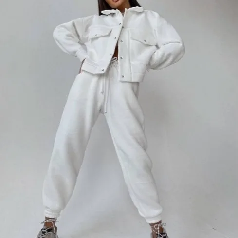 Women Two Pieces Pant Sets Single Breasted Jacket Solid Coat Drawstring Pants Suit Thick Warm Jackets Casual Lady Regular
Women Two Pieces Pant Sets Single Breasted Jacket Solid Coat Drawstring Pants Suit Thick Warm Jackets Casual Lady Regular