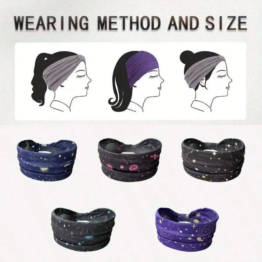 Wide Elastic Headband With Sun Moon Planet Print High Stretch Non-Slip Unisex Hair Accessory For Daily Wear
Wide Elastic Headband With Sun Moon Planet Print High Stretch Non-Slip Unisex Hair Accessory For Daily Wear