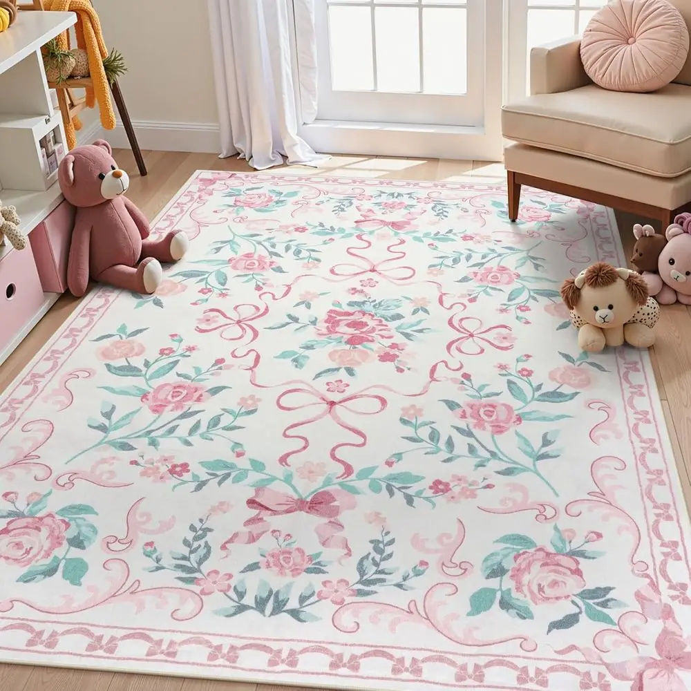 Girls' Pink Floral 5x7 Rug - Washable, Non-Slip Area Rug for Dorms, Playroom, and Living Room
Girls' Pink Floral 5x7 Rug - Washable, Non-Slip Area Rug for Dorms, Playroom, and Living Room
