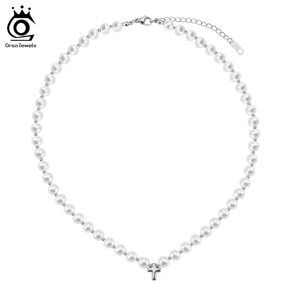 ORSA JEWELS Stainless Steel Shell Pearls Beaded Bone Chain for Women Fashion Pearls Cross Necklace Waterproof Jewelry STPN07
ORSA JEWELS Stainless Steel Shell Pearls Beaded Bone Chain for Women Fashion Pearls Cross Necklace Waterproof Jewelry STPN07
