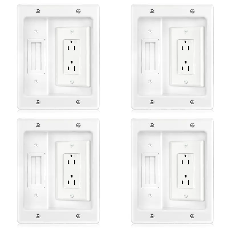 MCGS-4X Recessed Outlet Box In Wall Cable Management Kit 15A 125V Hide TV Power Cables & Low Voltage Wires Behind The Wall
MCGS-4X Recessed Outlet Box In Wall Cable Management Kit 15A 125V Hide TV Power Cables & Low Voltage Wires Behind The Wall
