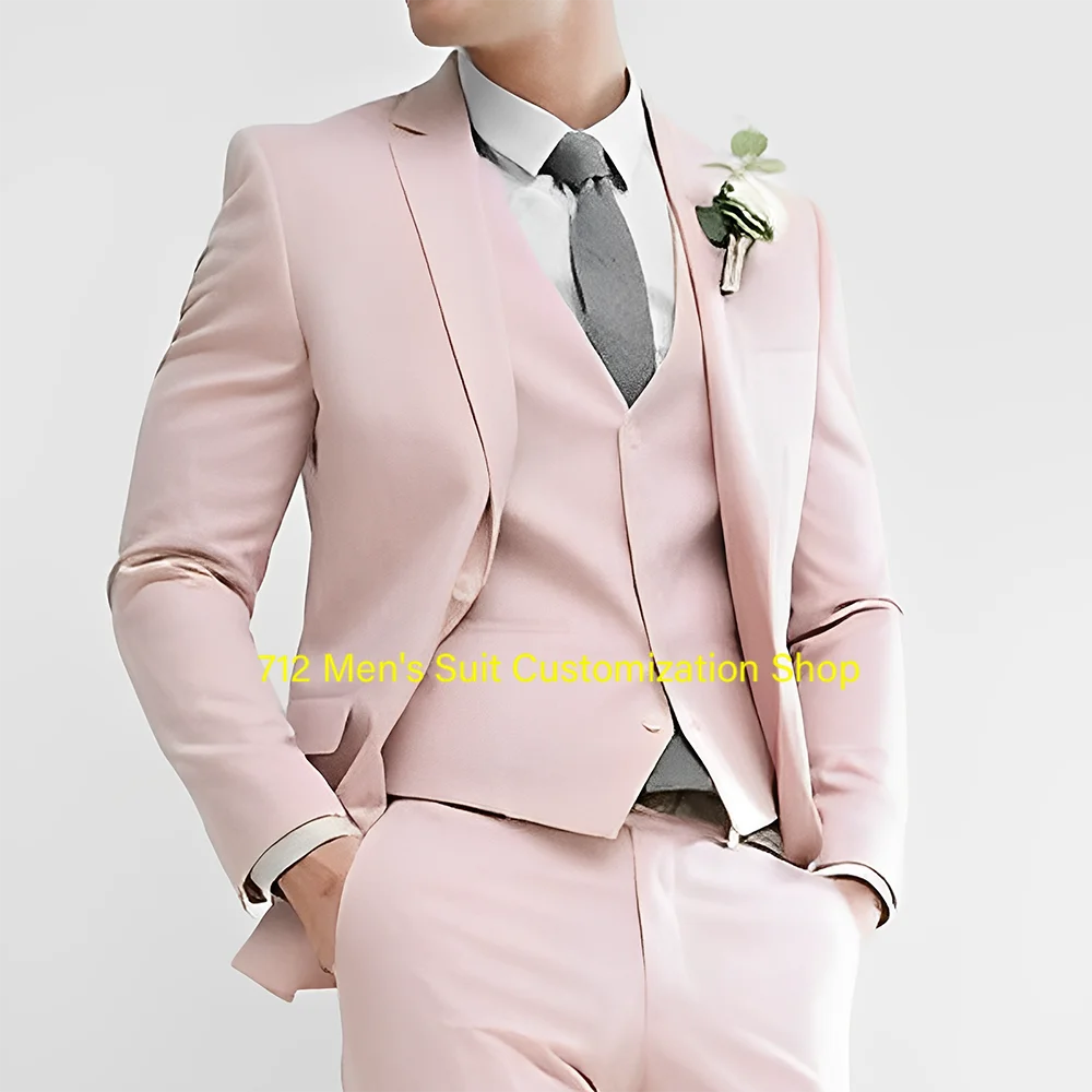 Summer Men's Wedding Tuxedo Pink Jacket Pants Vest Three-piece Suit Elegant Men's Suit Blazer Slim Fit Outfit
Summer Men's Wedding Tuxedo Pink Jacket Pants Vest Three-piece Suit Elegant Men's Suit Blazer Slim Fit Outfit