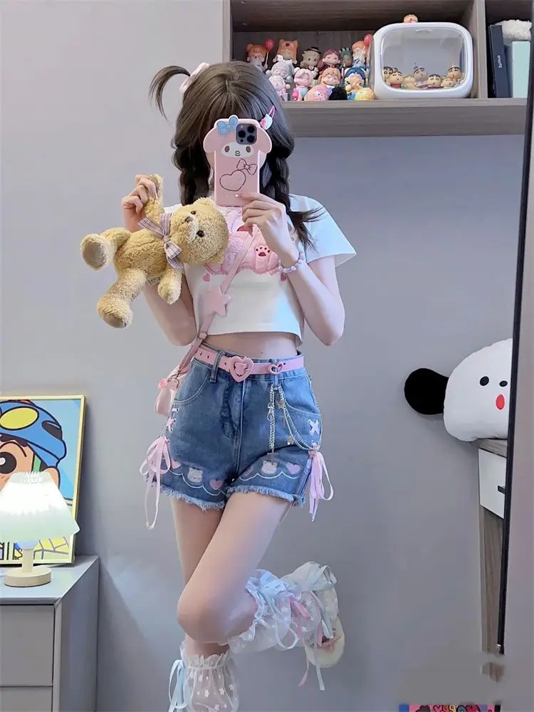 Women's Denim Shorts Strap Cute High Waist Bow Kawaii Female Short Jeans Pants Elegant New in To Wear Stretchy Trend 2025 Casual
Women's Denim Shorts Strap Cute High Waist Bow Kawaii Female Short Jeans Pants Elegant New in To Wear Stretchy Trend 2025 Casual