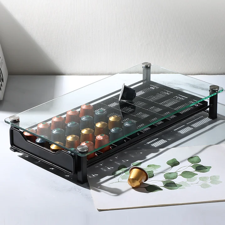 40 pcs Pods Coffee Pod Holder Storage Drawer Coffee Capsules Organizer for Nespresso Armoured Glass Shelves Capsules Organizer
40 pcs Pods Coffee Pod Holder Storage Drawer Coffee Capsules Organizer for Nespresso Armoured Glass Shelves Capsules Organizer