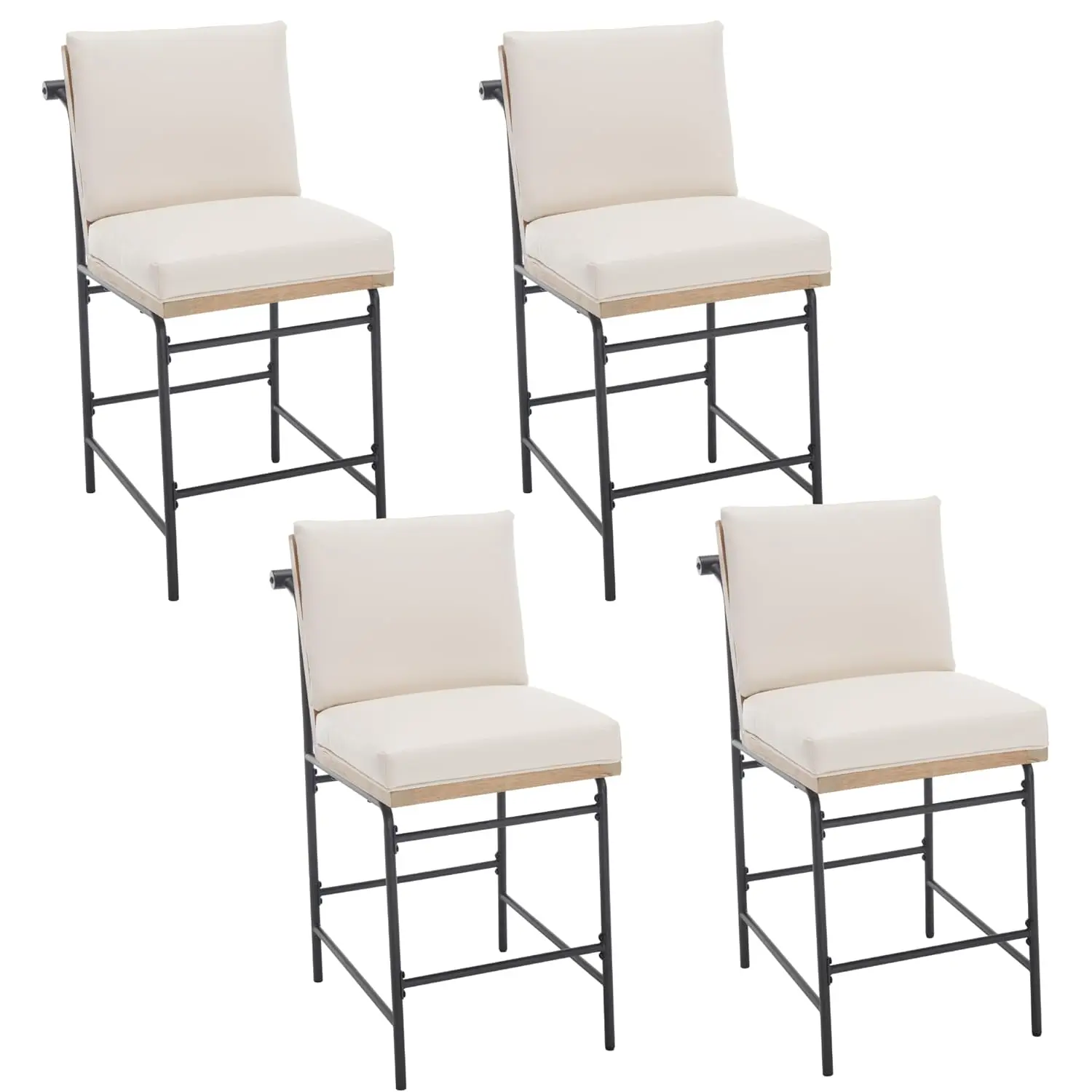 Beige Counter Height Barstools Set 4 Armless Leather Upholstered Stool Removable Backrest Metal Legs Kitchen Island, Customized
Beige Counter Height Barstools Set 4 Armless Leather Upholstered Stool Removable Backrest Metal Legs Kitchen Island, Customized