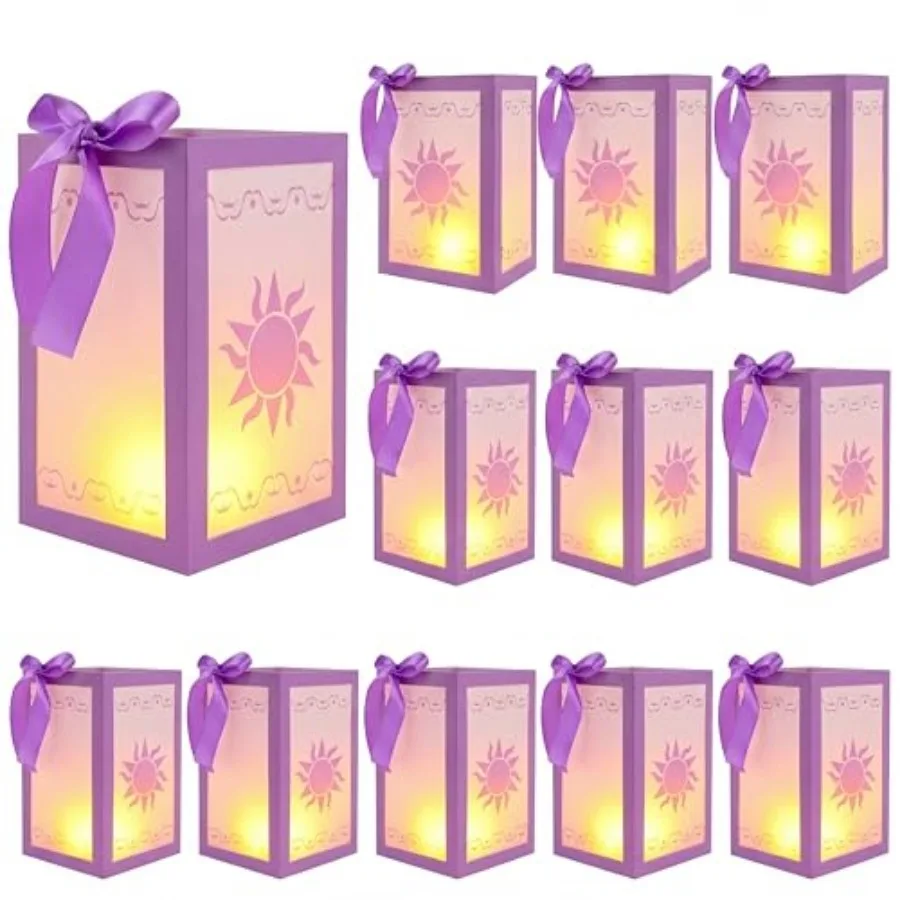 12 Set Sun Paper Lanterns with LED Candles for Centerpieces Princess Birthday Decorations Sun Lantern Decor with Purple Ribbon
12 Set Sun Paper Lanterns with LED Candles for Centerpieces Princess Birthday Decorations Sun Lantern Decor with Purple Ribbon