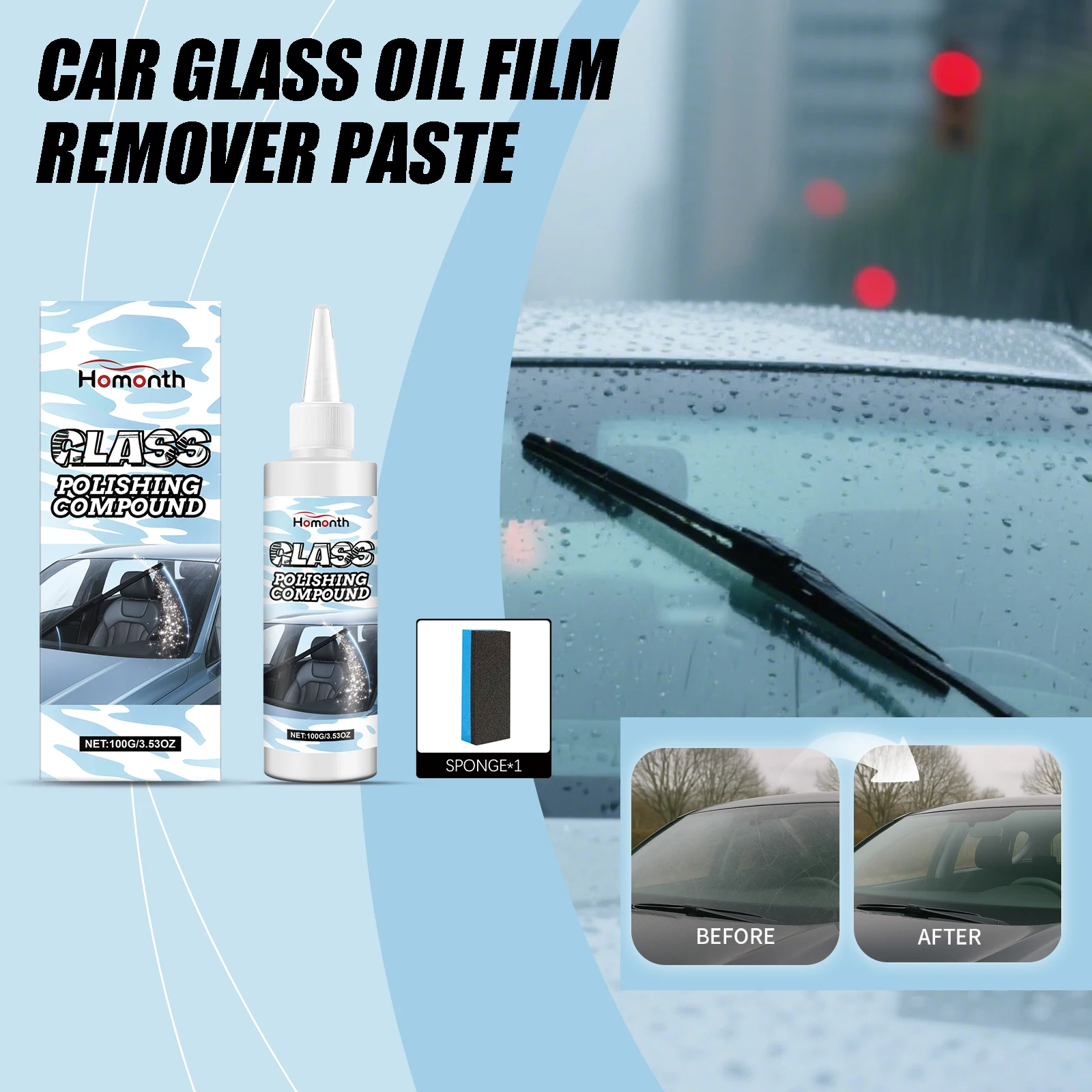 Car Glass Oil Film Remover Paste Auto glass Polishing Agent Removes Stains and Oil Film Clear Vision Car Oil Film Cleaning Paste
Car Glass Oil Film Remover Paste Auto glass Polishing Agent Removes Stains and Oil Film Clear Vision Car Oil Film Cleaning Paste
