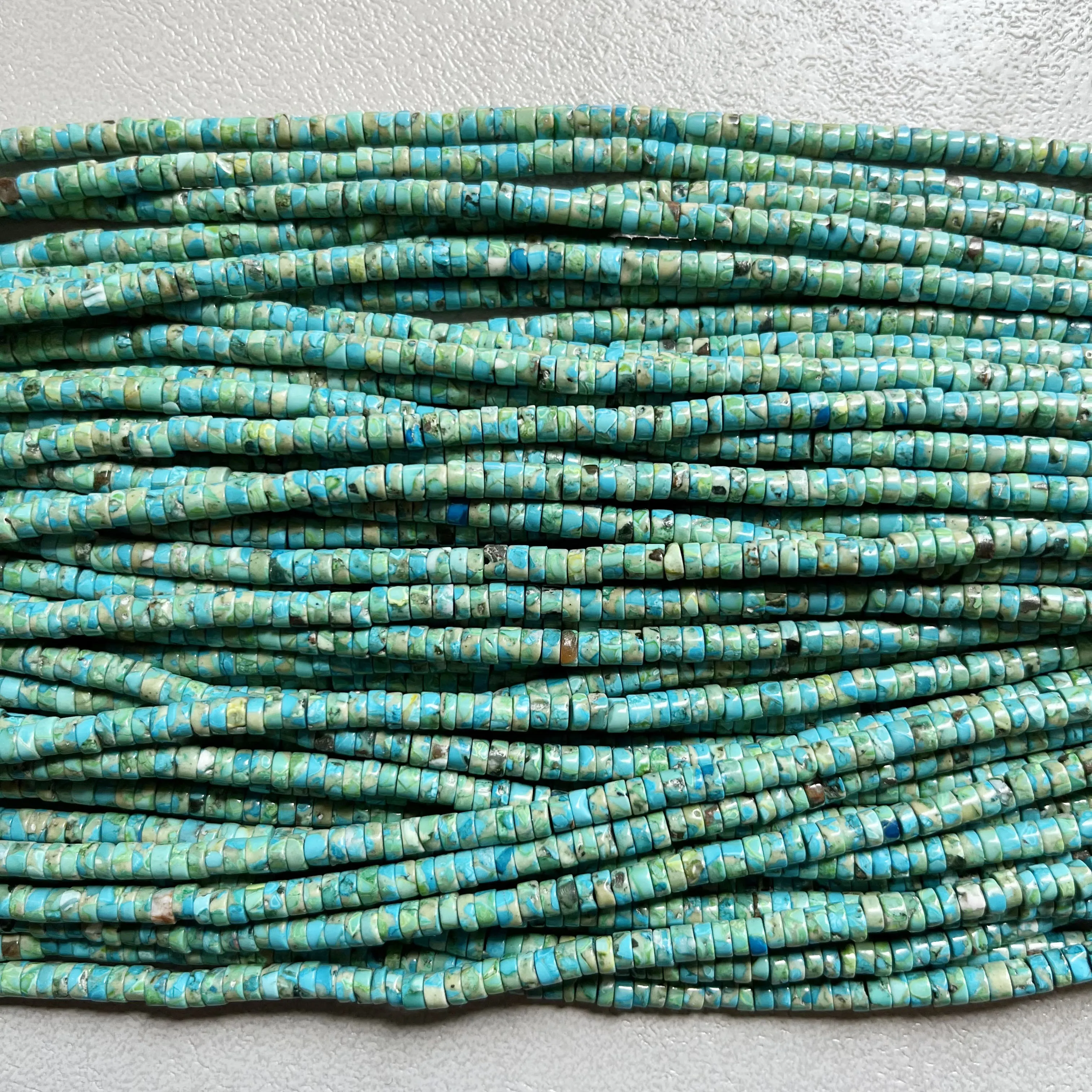 Rare 2*4MM Hubei Turquoise Heishi Blue Green Gem Stone Flat Round Disk Beads Loose Spacer Earring Necklace Jewelry Bracelet DIY
Rare 2*4MM Hubei Turquoise Heishi Blue Green Gem Stone Flat Round Disk Beads Loose Spacer Earring Necklace Jewelry Bracelet DIY