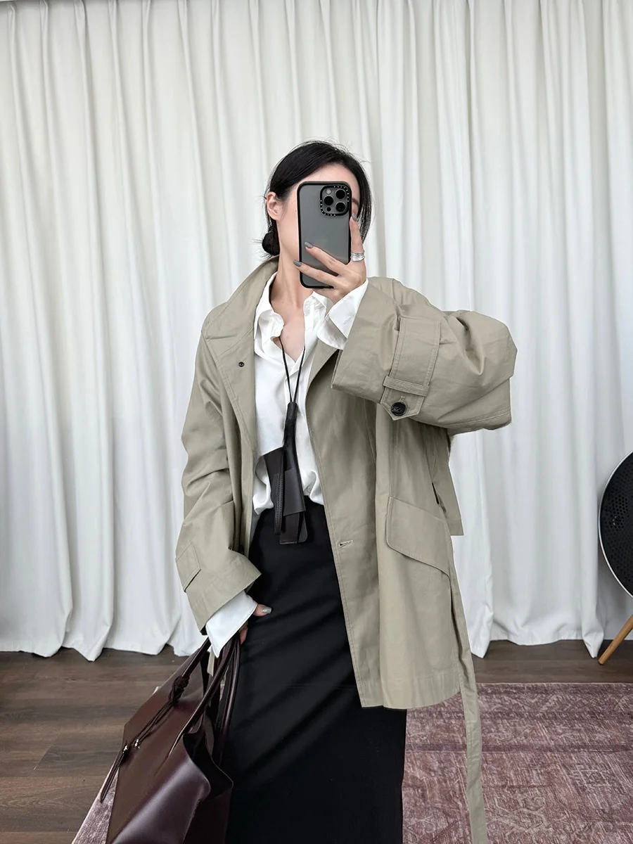 TheWing Casual Loose Cuffed Sve ort Coat Women's Stand Collar Belted Windbreaker Commute Sle Long Sve Pure Color
TheWing Casual Loose Cuffed Sve ort Coat Women's Stand Collar Belted Windbreaker Commute Sle Long Sve Pure Color