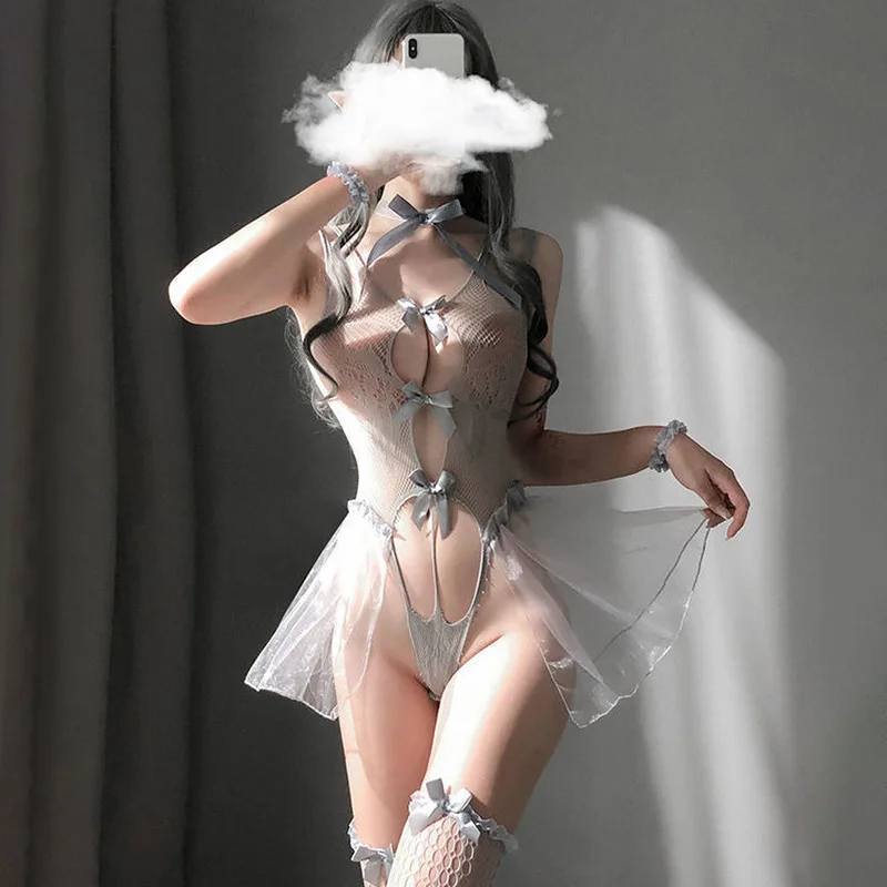 Sexy Lace Gauze Patchwork Strap Bodysuit Hollow Out Gray Sleeveless Slim Backless Women Erotic Lingerie Hotsweet Bow Cosplay New
Sexy Lace Gauze Patchwork Strap Bodysuit Hollow Out Gray Sleeveless Slim Backless Women Erotic Lingerie Hotsweet Bow Cosplay New